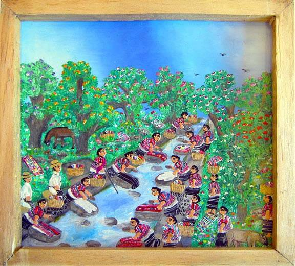  “Lavando ropa en el río” Por Rosa Elena Curruchich 