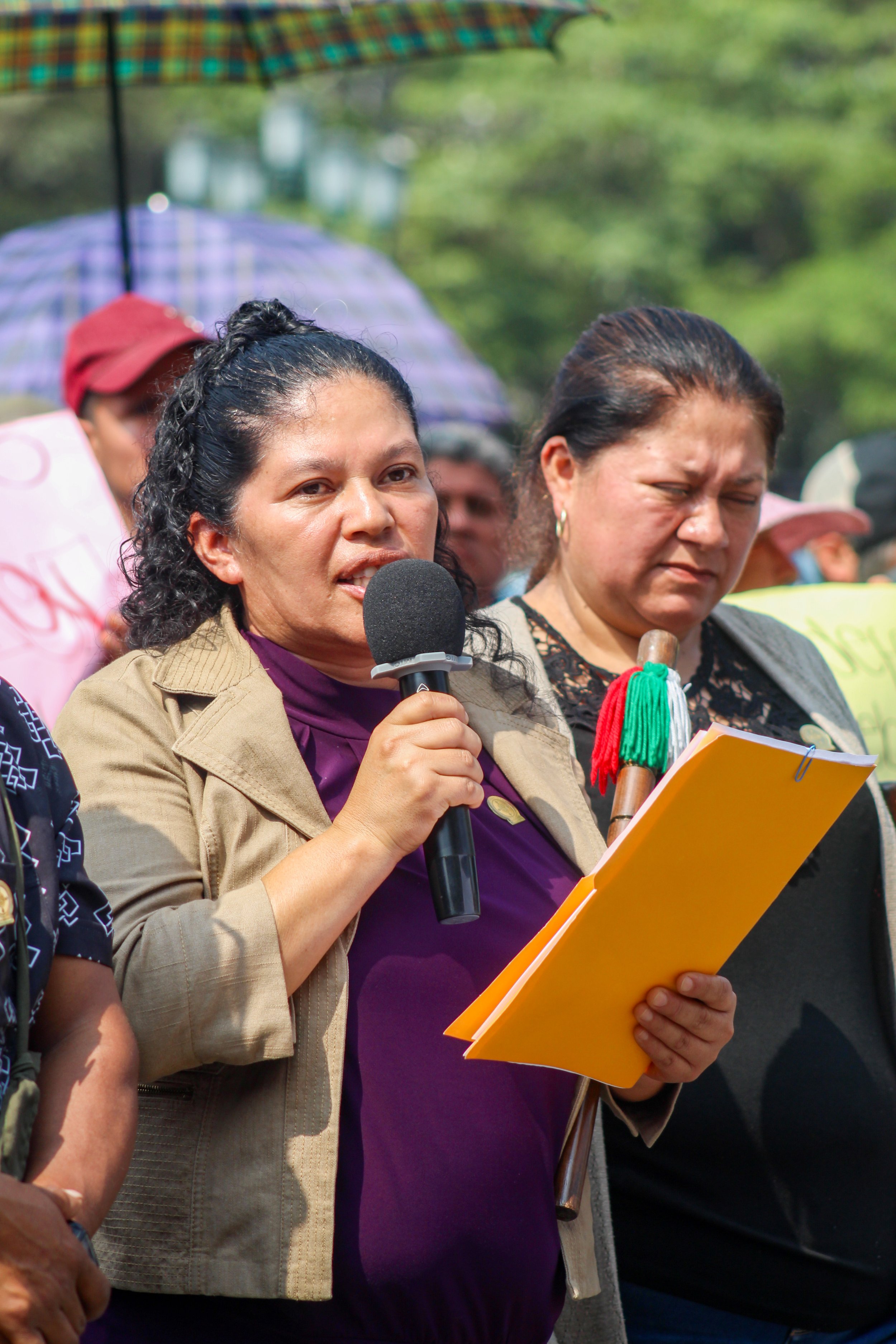  Marta Julio Muñoz, autoridad Xinka, en la conferencia de prensa del 8 de mayo. Foto Glenda Álvarez 