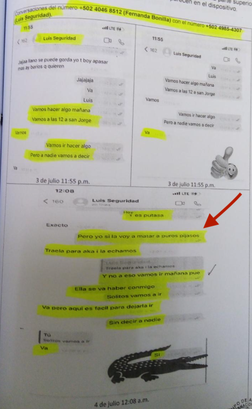  La imagen corresponde al chat que se encuentra en el expediente judicial. (Foto: archivo/ Soy502) 