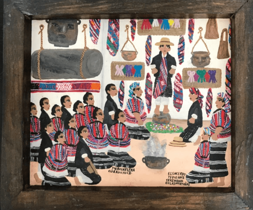  “El sacerdote hace ceremonia en las montañas” Rosa Elena Curruchich 